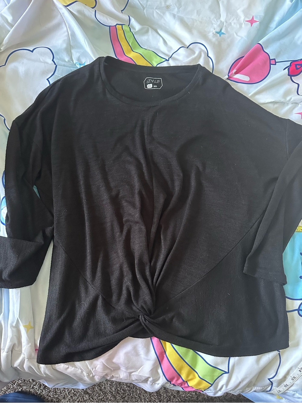 Black Twist Front Women's Top by Stylus - size XXL